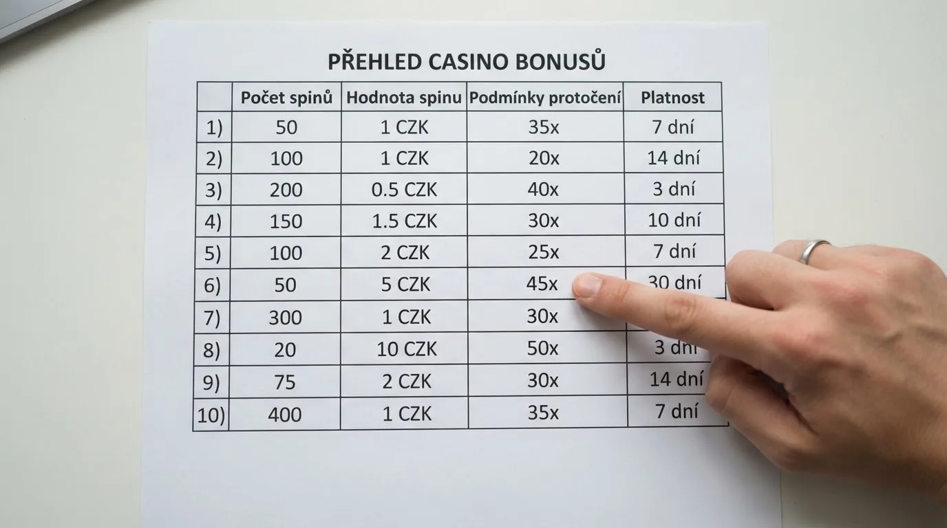 Detail srovnávací tabulky deseti operátorů — sloupce s počtem otoček, hodnotou spinu, protočením a platností.