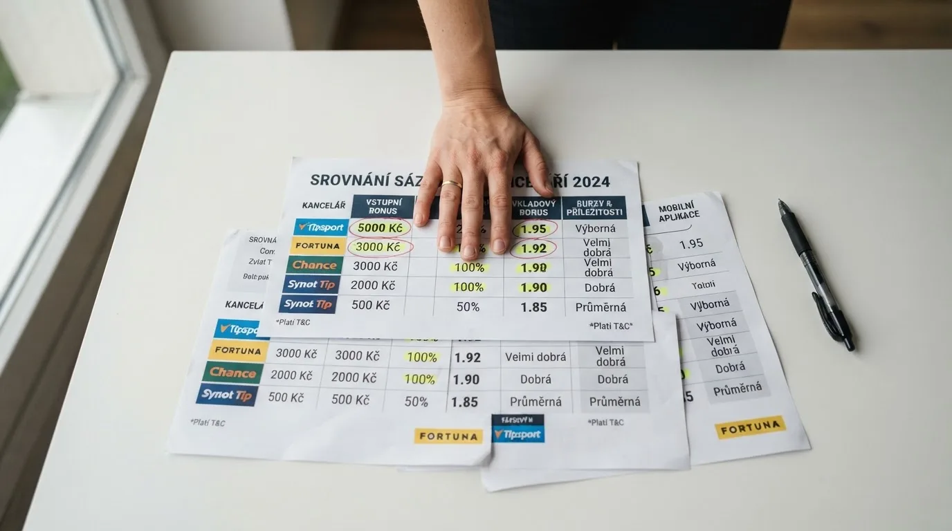 Srovnávací tabulka na obrazovce s řádky operátorů a zvýrazněnými sloupci procenta a protočení